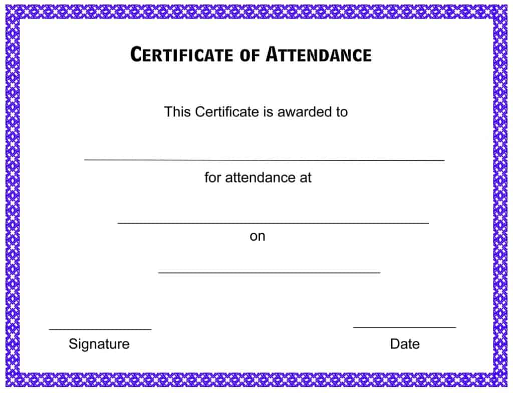 Certificate Attendance Template Free Download
