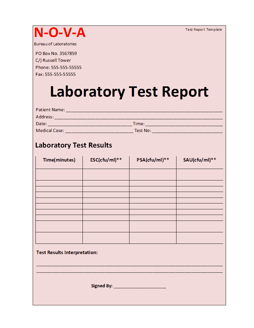 Experiment report format
