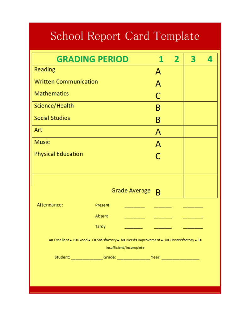 School Report Template Free Formats Excel Word School Report Template Free Formats Excel Word