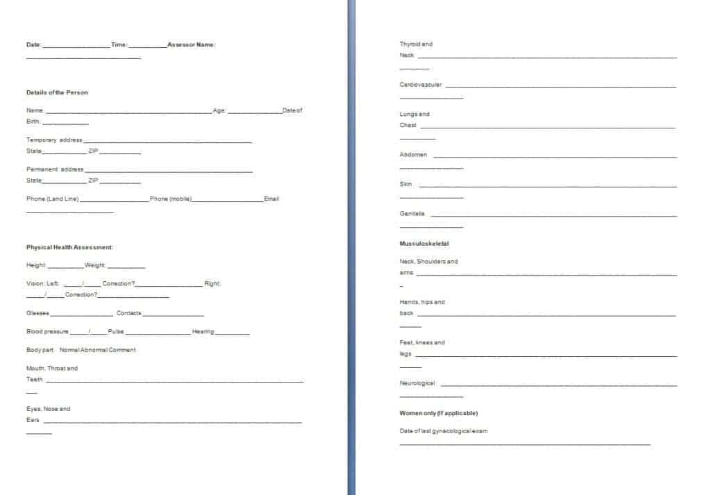 Physical Assessment Form Template Free Formats Excel Word impact-assessment-template-free-word-templates