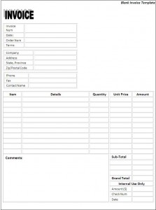 Blank invoice template