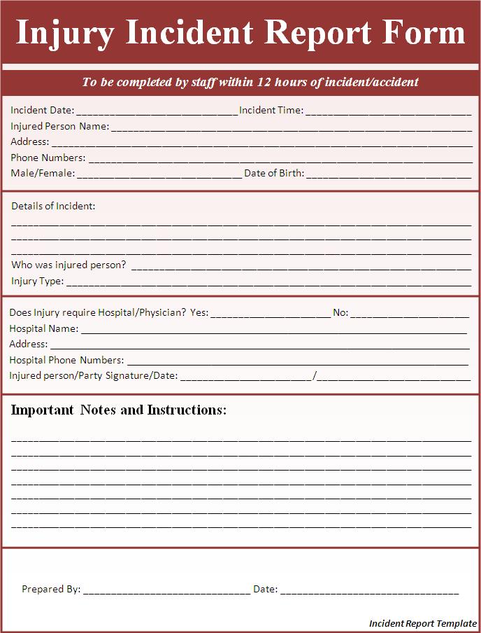 Incident Report Template Free Formats Excel Word
