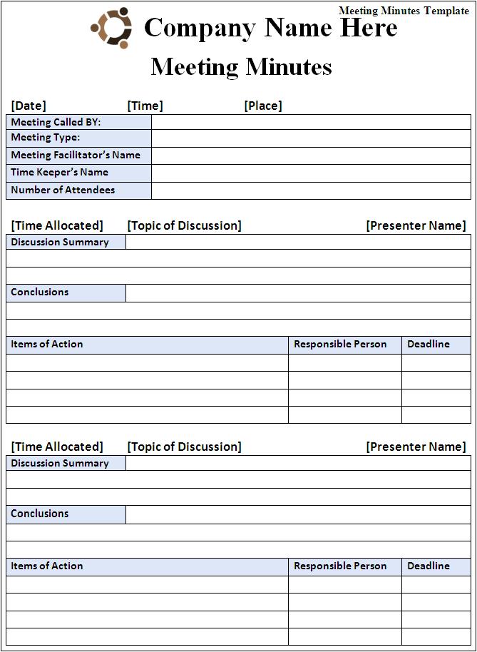 Meeting Agenda Notes Template