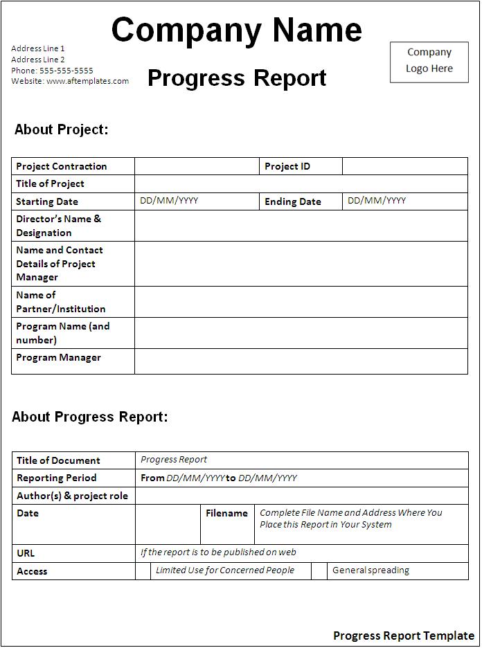 example of progress report for research