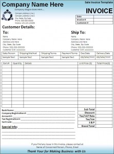 Sales invoice template