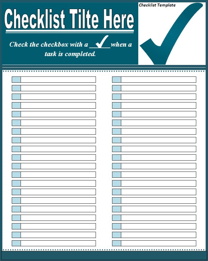 4 Checklist Templates Word Excel Sample Templates