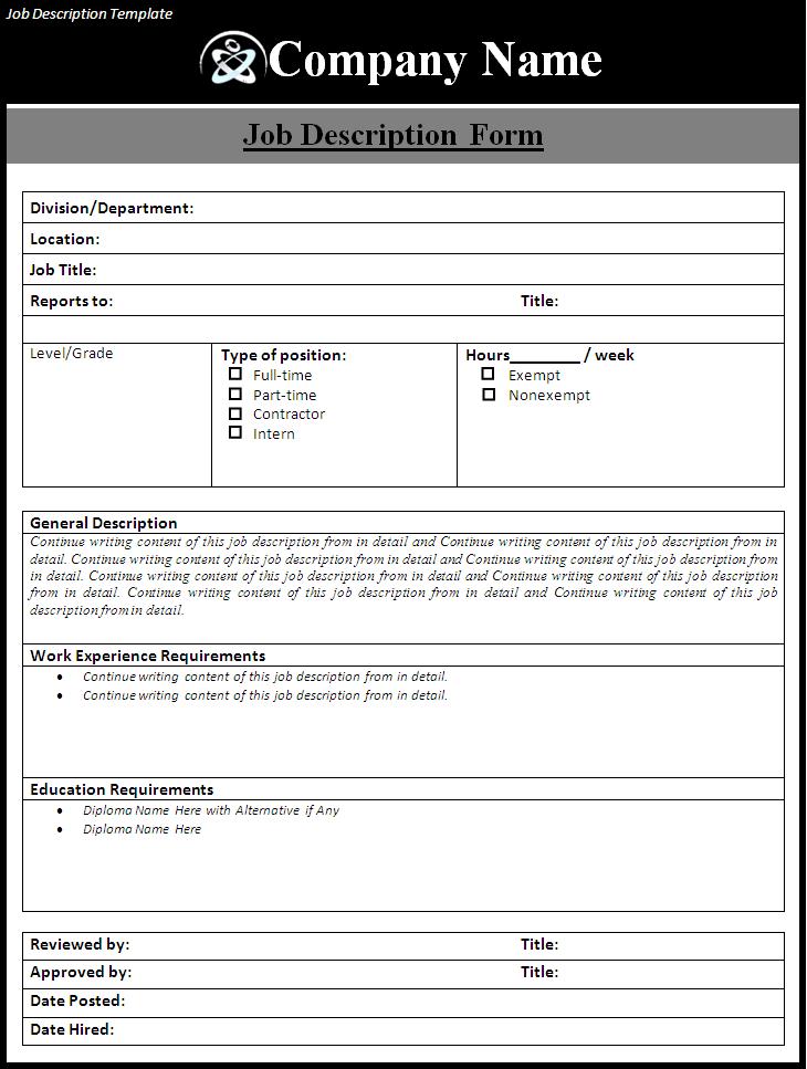 Free job description template downloads