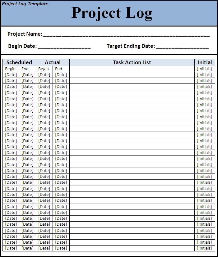 Project Log Layout
