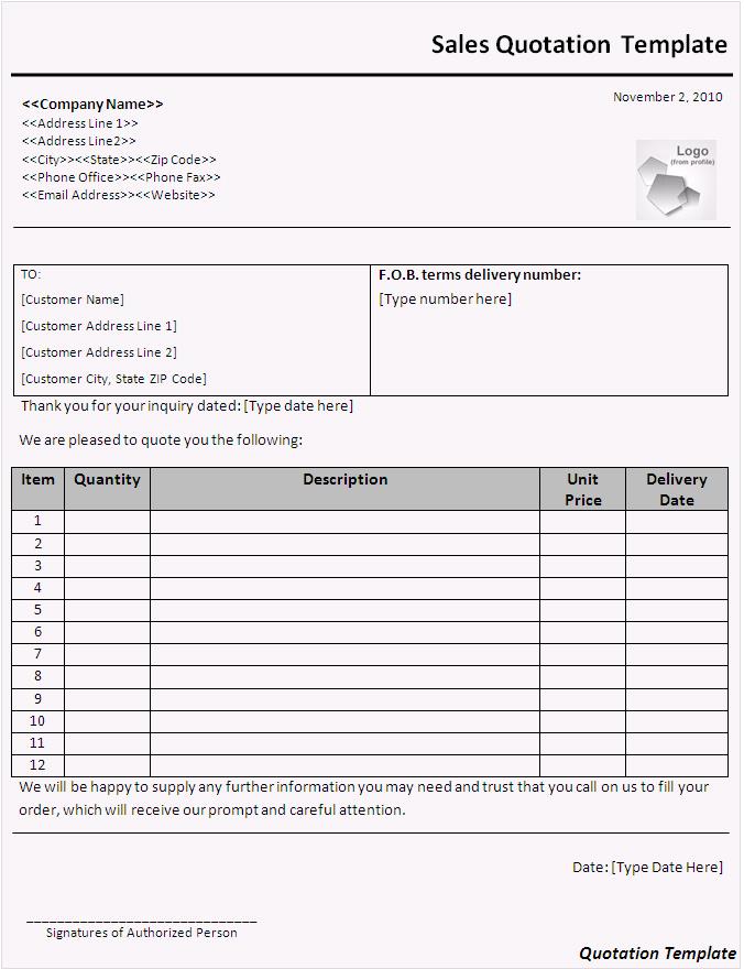 Free Printable Quotation Templates