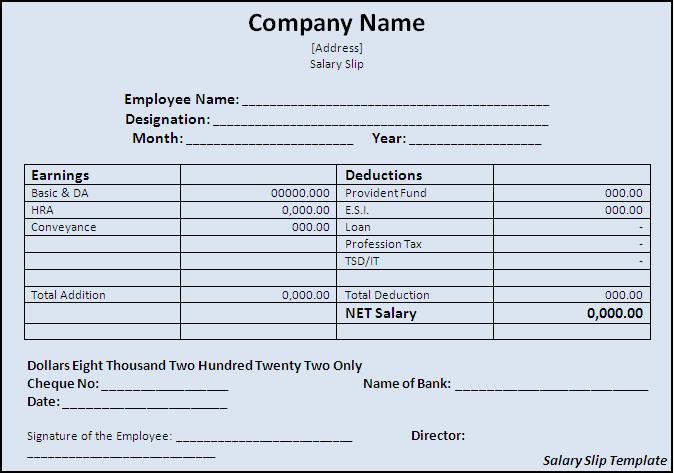 6 Salary Slip Templates Word Excel Free Formats Excel Word