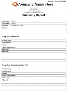 Summery report template