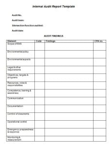 Internal Audit Report template
