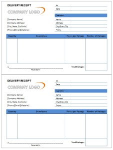 Delivery receipt template