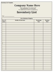 Inventory list template image