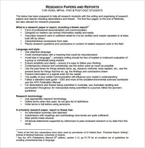 Research Report template