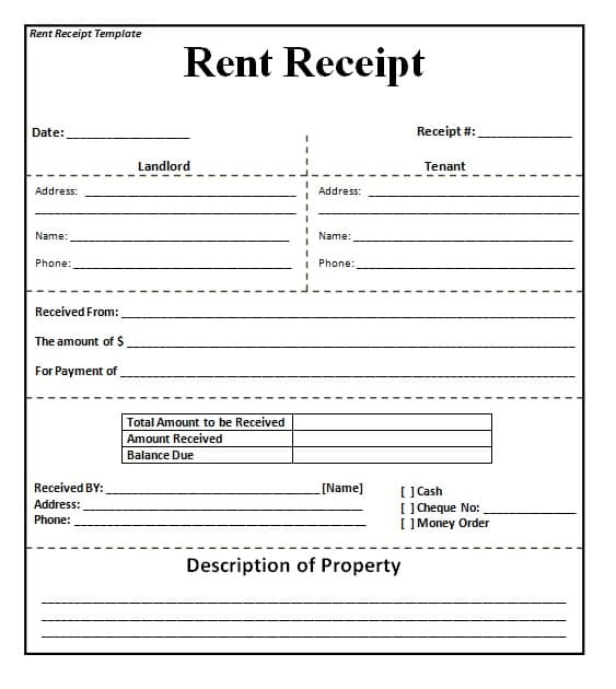 House Rent Receipt Template - Free Formats Excel Word