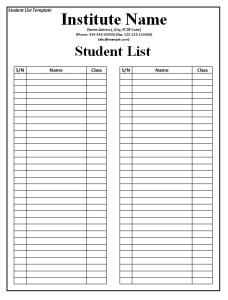 student list template