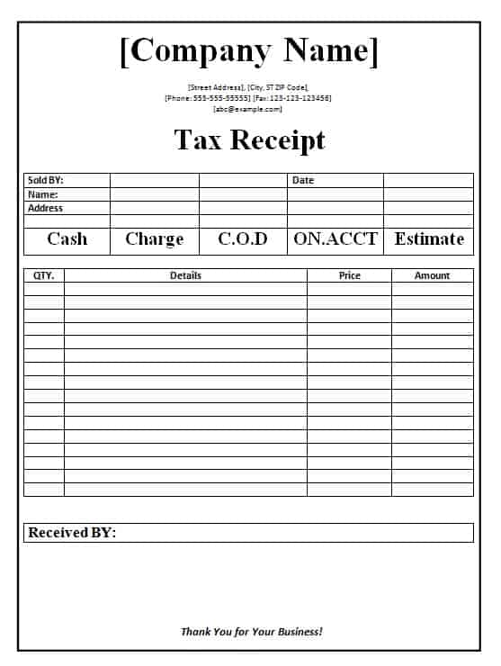 Tax receipt Template - Free Formats Excel Word