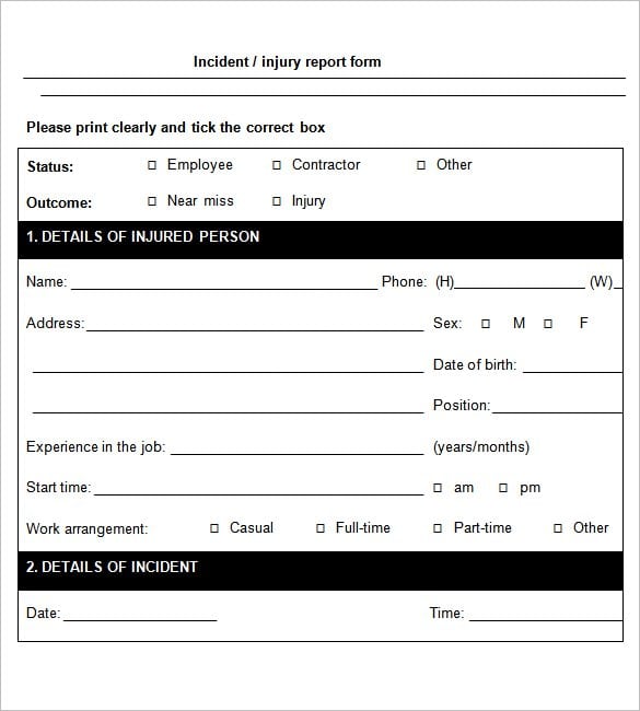 Employee Incident Report template