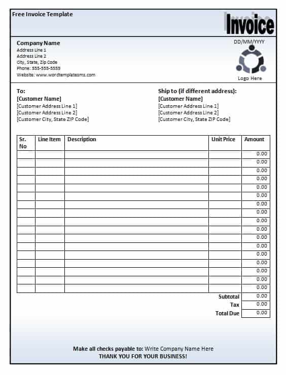 generic invoice template