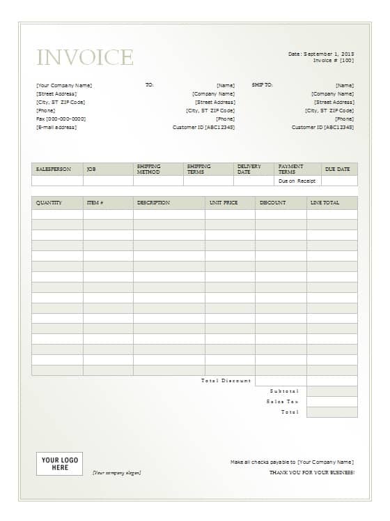 rental invoice template