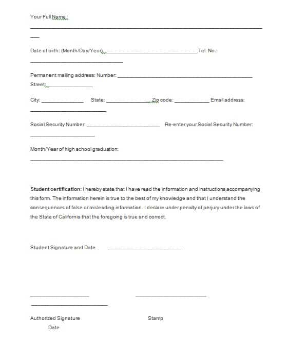 GPA verification form template