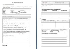blank employment application form template