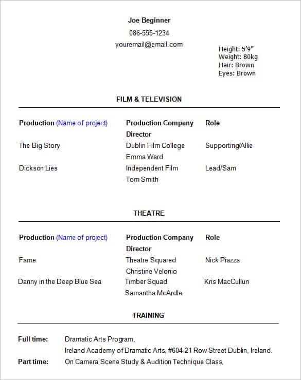 Acting Resume Templates