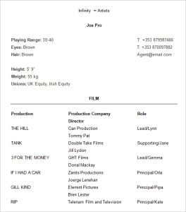 acting resume template