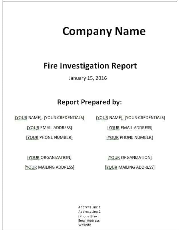 investigation report template