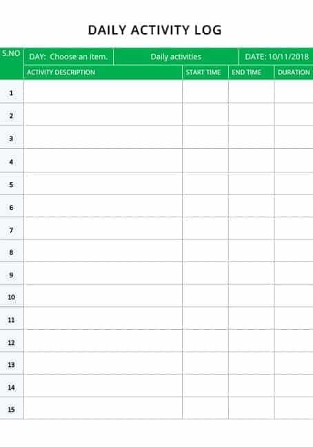 Daily Activity Report Template from www.samplestemplates.org