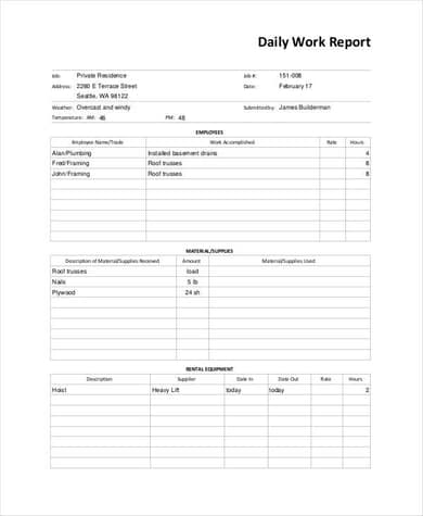 Construction Daily Report Template Excel from www.samplestemplates.org