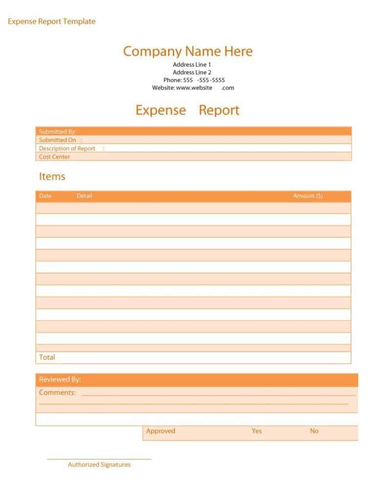 6 Expense report templates Word Excel Free Formats Excel Word