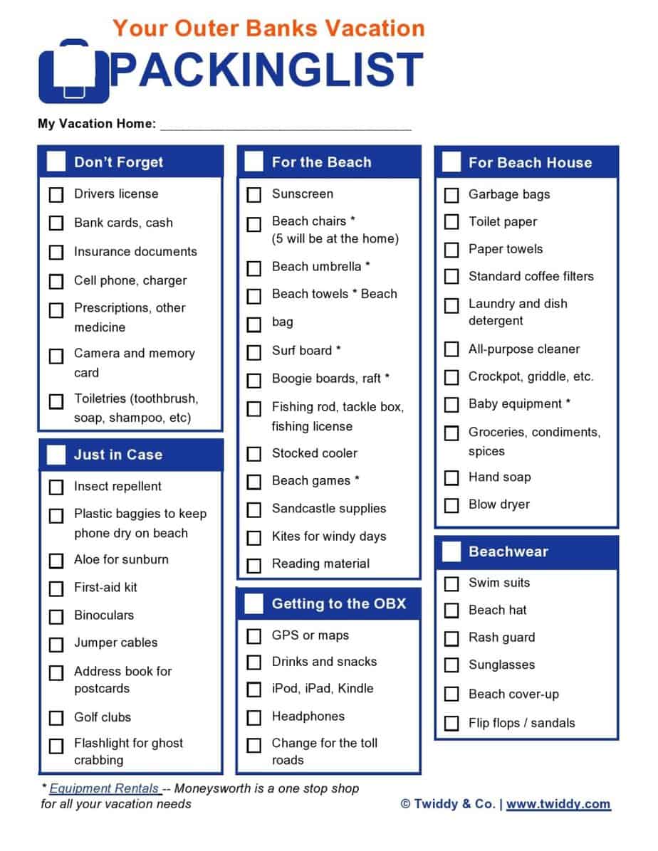 travel packing list excel