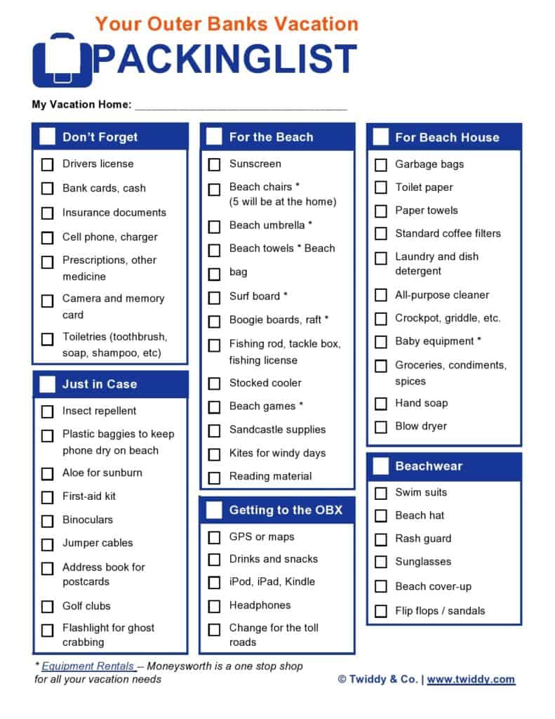 travel packing checklist excel