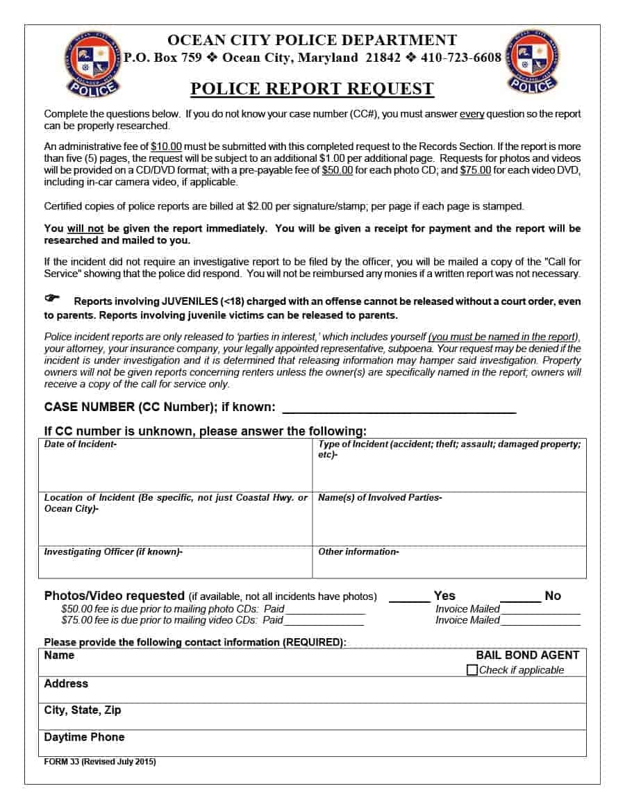 Sample police report doc Sample police report doc picture