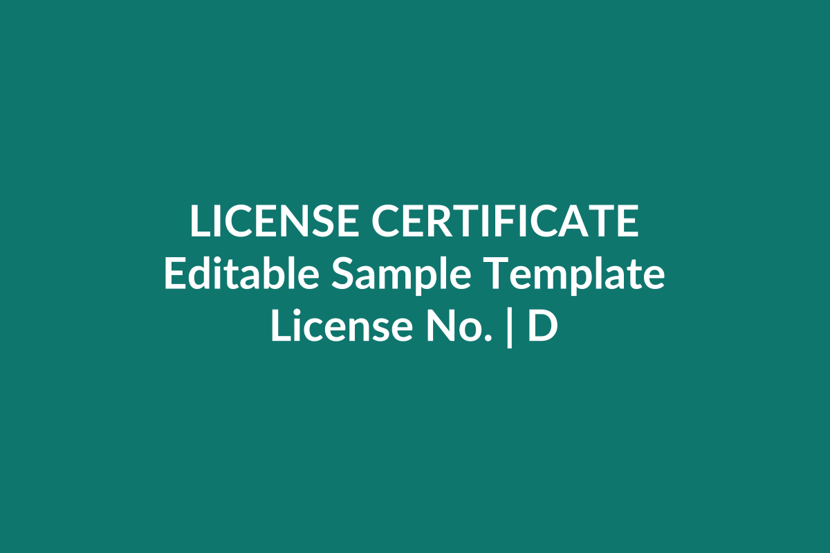 License certificate template preview